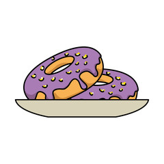delicious and sweet donut in dish vector illustration design