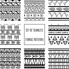 Vector seamless ethnic pattern hand-drawn