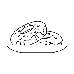 delicious and sweet donut in dish vector illustration design
