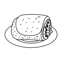 delicious Mexican burrito in dish vector illustration design
