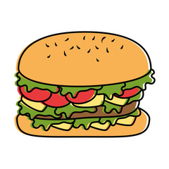 delicious burger fast food vector illustration design
