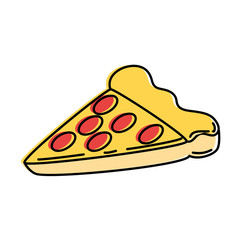 delicious pizza portion icon vector illustration design
