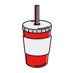 fresh soda in plastic cup with straw vector illustration design