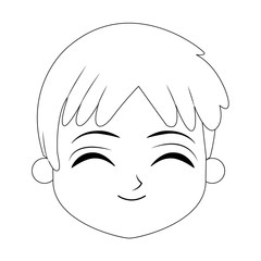 Cute boy face cartoon vector illustration graphic design