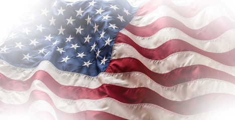 Obraz premium USA flag. American flag. American flag blowing in the wind