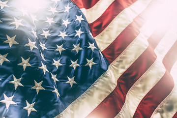 Fototapeta premium Flaga USA. Flaga Ameryki. Amerykańska flaga wiejąca na wietrze