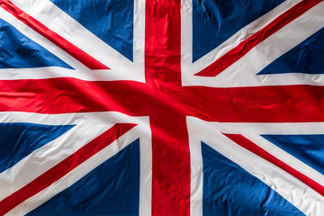 Closeup of Union Jack flag. UK Flag. British Union Jack flag blowing in the wind © weyo