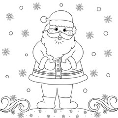 Santa claus coloring book for adult and kid. doodle style. vector illustration. handdrawn.