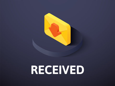 Recived isometric icon, isolated on color background