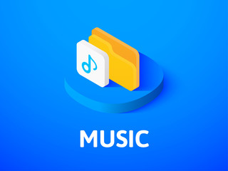 Music isometric icon, isolated on color background