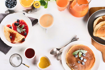 Healthy breakfast with pancakes