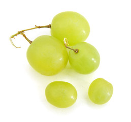 Fresh green grape fruit on white background