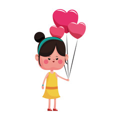 Cute Girl with balloons vector illustration graphic design