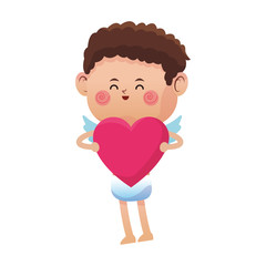 Cupid hugging heart vector illustration graphic design