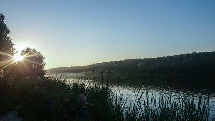 Summer fishing with last seconds of sunset