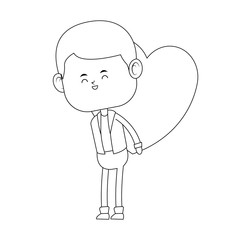 Boy carrying heart vector illustration graphic design