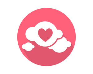 pink love heart cloud image icon vector