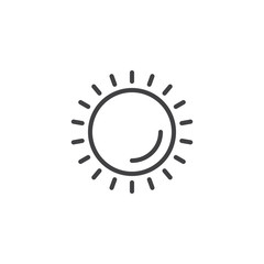 Shining sun outline icon. linear style sign for mobile concept and web design. Sun simple line vector icon. Symbol, logo illustration. Pixel perfect vector graphics