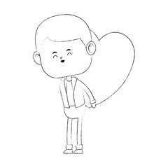 Boy carrying heart vector illustration graphic design