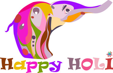 Concept for a holiday Happy Holi ornate elephant