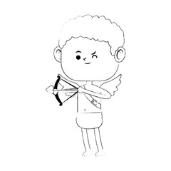 Cupid with bow cartoon vector illustration graphic design