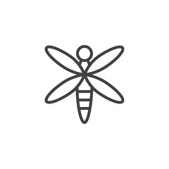 Dragonfly outline icon. linear style sign for mobile concept and web design. Flying adder simple line vector icon. Symbol, logo illustration. Pixel perfect vector graphics