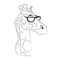 Stylish giraffe cartoon vector illustration graphic design