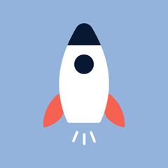 Flat style, rocket vector icon illustration.