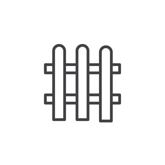 Fence outline icon. linear style sign for mobile concept and web design. Garden wooden fence simple line vector icon. Symbol, logo illustration. Pixel perfect vector graphics