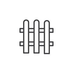 Fence outline icon. linear style sign for mobile concept and web design. Garden wooden fence simple line vector icon. Symbol, logo illustration. Pixel perfect vector graphics