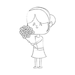 Beautiful girl with flowers vector illustration graphic design
