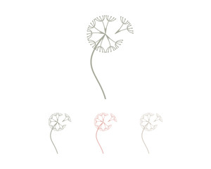 Line Art Dandelion Flowers Symbol Modern Logo Vector