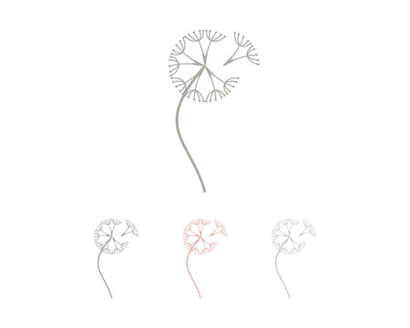 Line Art Dandelion Flowers Symbol Modern Logo Vector
