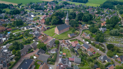 Typical Dutch town built around a church