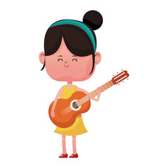 Girl playing guitar cartoon vector illustration graphic design