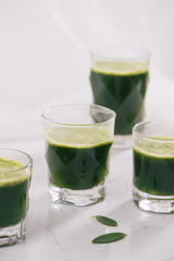 Healthy green smoothie. Natural, organic healthy juice in bottle for weight loss diet
