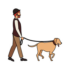 Man walking with dog vector illustration graphic design