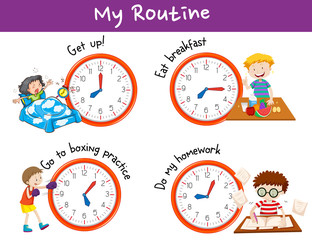 Different times and activities for kids