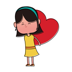 Girl carrying heart cartoon icon vector illustration graphic design