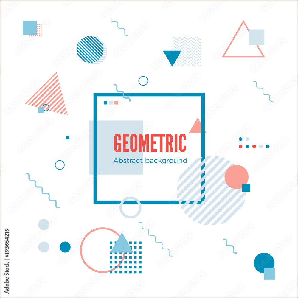 Poster geometric motion design concept. simple geometry pattern with frame and text. identity banner print.