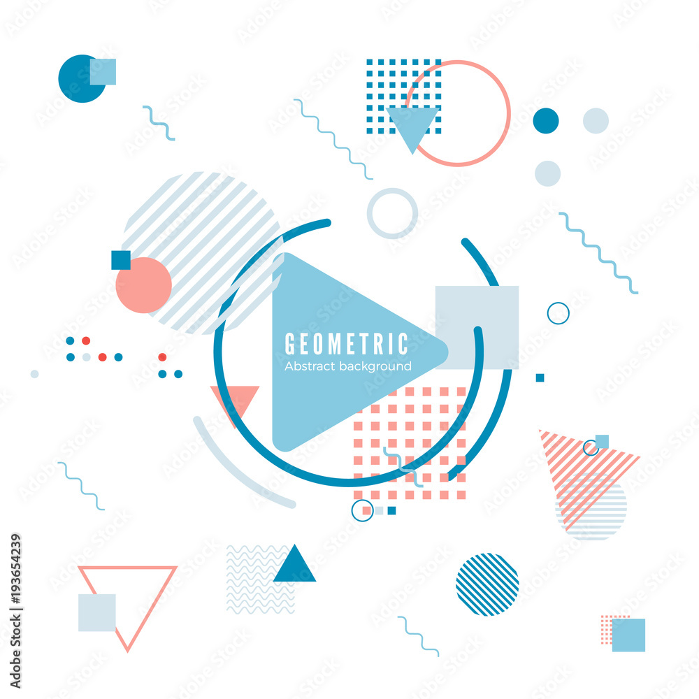Poster geometric motion design concept. simple geometry pattern with frame and text. identity banner print.
