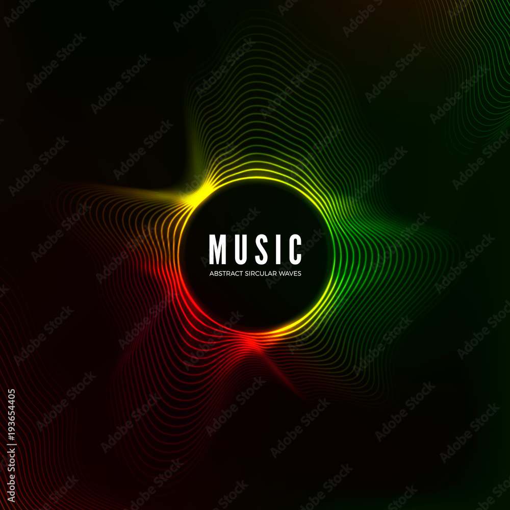 Aufkleber circular sound wave visualization. abstract music background. color structure audio flow. vector ill