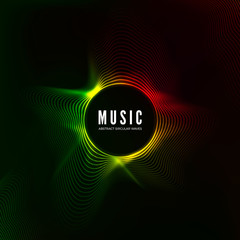 Circular sound wave visualization. abstract music background. Color structure audio flow. Vector illustration