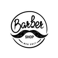 Barber shop vector logo. Lettering concept. Vintage composition for label, badge, emblem, logo