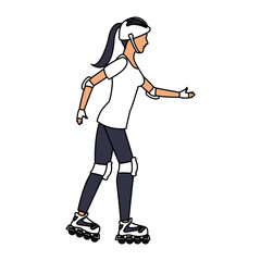 Woman in skates icon vector illustration graphic design