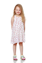 The little girl is full-length.