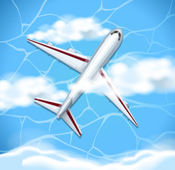 Airplane flying in blue sky