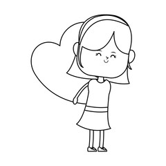 Girl with gift box heart shaped icon vector illustration graphic design