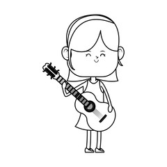 Girl playing guitar cartoon icon vector illustration graphic design