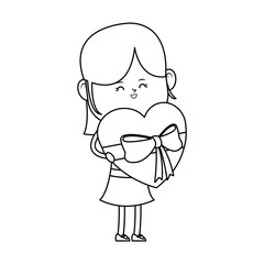 Girl with gift box heart shaped icon vector illustration graphic design